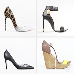 Set of women shoes Footwear 3D Models 