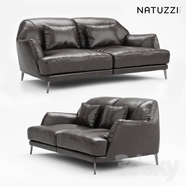 NATUZZI Don Giovanni dark leather sofa 