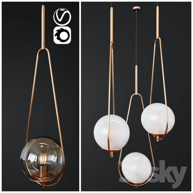 Pendant Lamp Loop Brass 1 Pendant light 3D Models