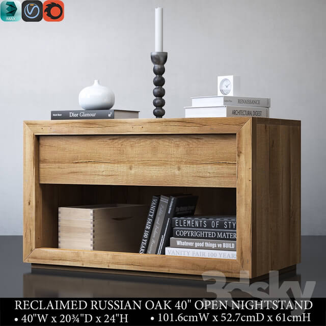 Sideboard Chest of drawer RECLAIMED RUSSIAN OAK 40in OPEN NIGHTSTAND