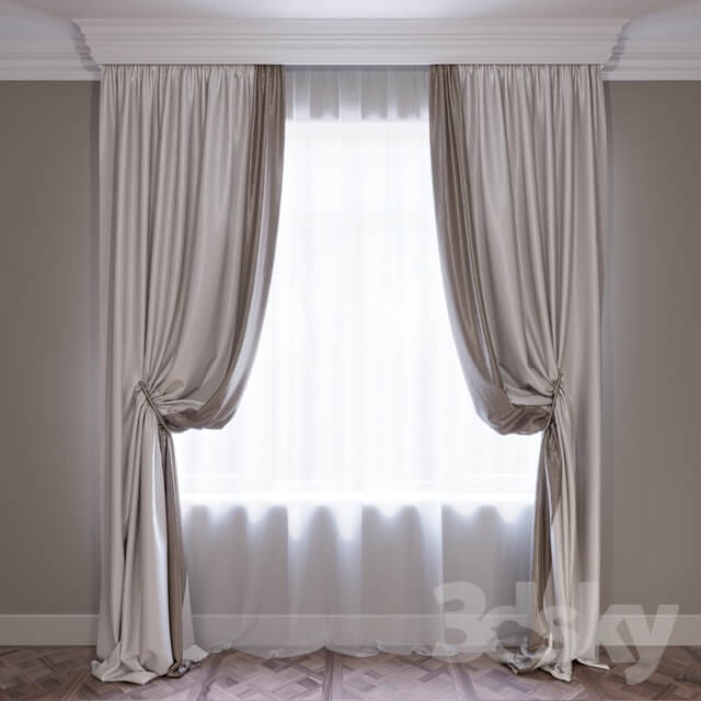 Set of curtains curtains with pick ups and tulle 01.