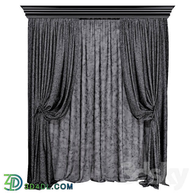 Set of curtains curtains with pick ups and tulle 01.