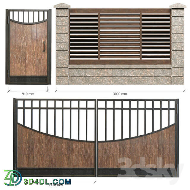 Other architectural elements Fence with gates and wicket 2