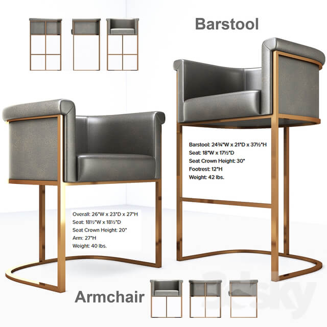 Wexler Barrelback Armchair Barstool