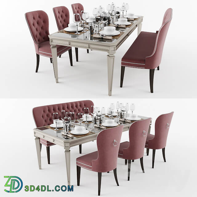 Table Chair Dining table with with chairs banquet and dishes