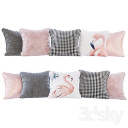 A set of pillows with flamingo 02 prints Pillows flamingo 02 YOU  