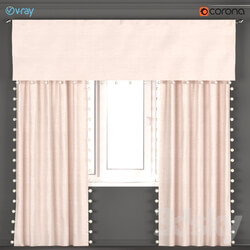 Light pink curtains with pom poms from Restoration hardware RH Baby Child. 