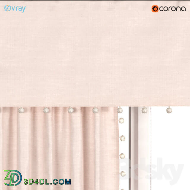 Light pink curtains with pom poms from Restoration hardware RH Baby Child.