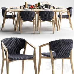 Table Chair Ethimo Knit Dining Armchair and Dining Table 