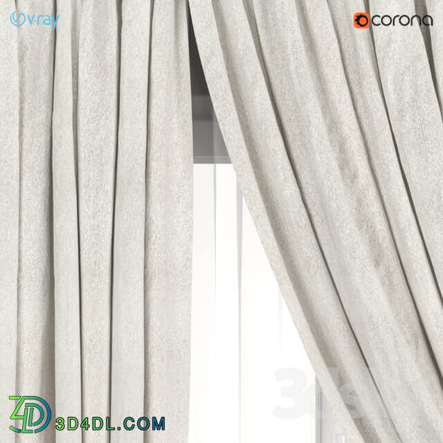 Neutral color curtains made of velvet with a garter on the rope tulle.