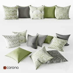 Decorative Pillows Gray and Green Set 