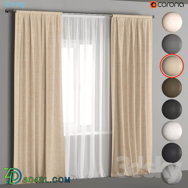 Linen curtains in 8 neutral colors with tulle.