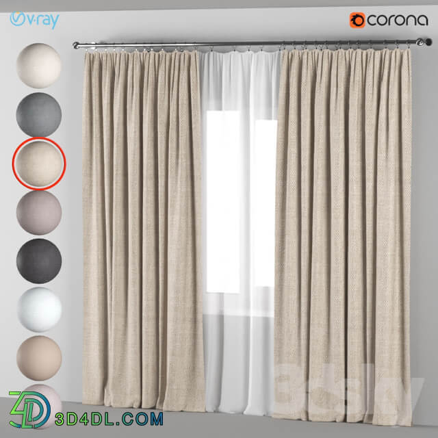 Curtains in 8 neutral colors with tulle.