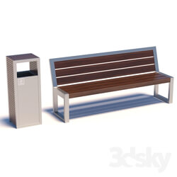 Other architectural elements Street bench with trashcan 
