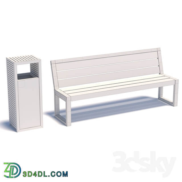 Other architectural elements Street bench with trashcan