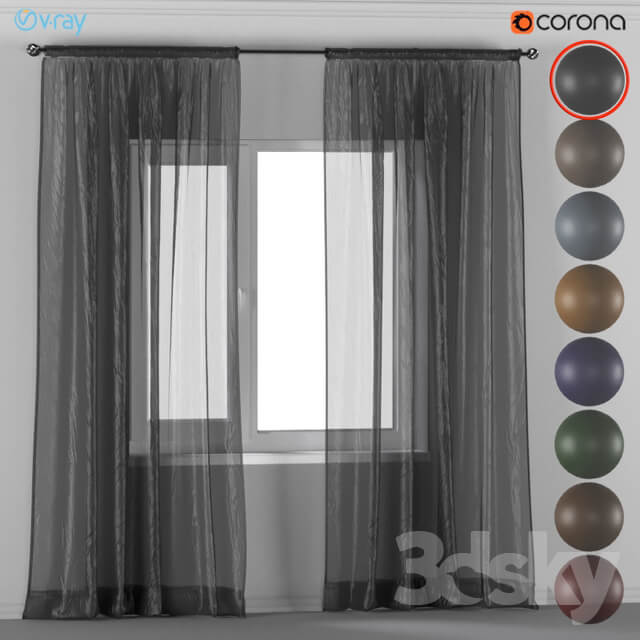 Curtains of tulle in 8 colors.