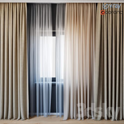 Curtains with tulle set 01 