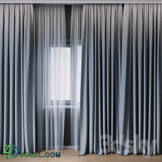 Curtains with tulle set 01