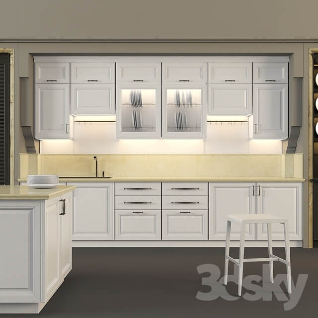 Kitchen Kitchen classic furniture in a niche with island