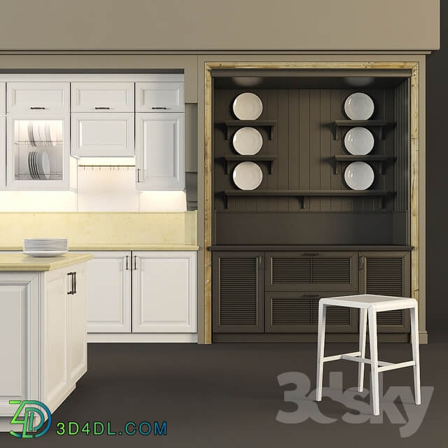 Kitchen Kitchen classic furniture in a niche with island