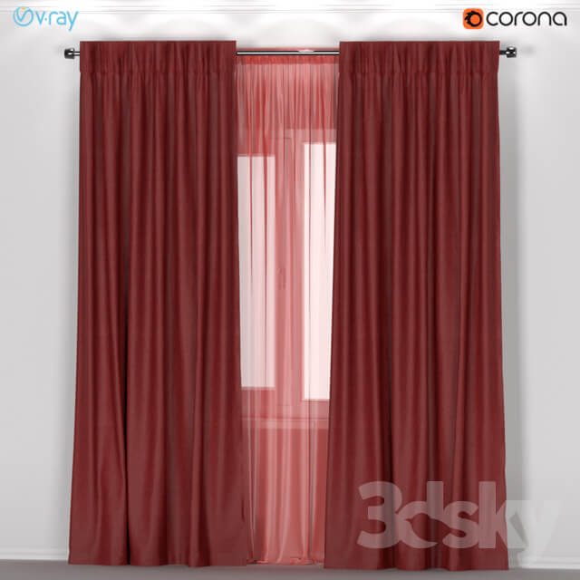 IKEA ANNACAISE brown red thick curtains made of polyester tulle.