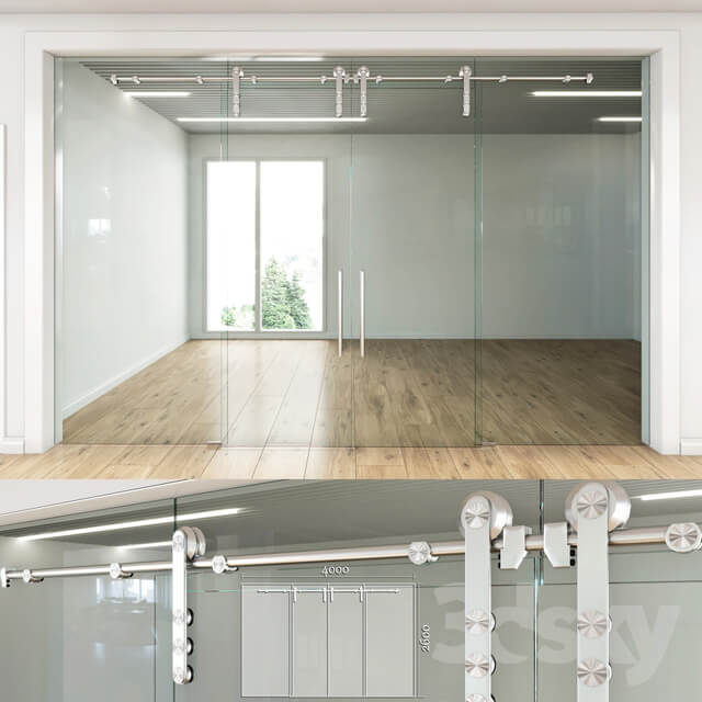 Glass partition with sliding doors 4