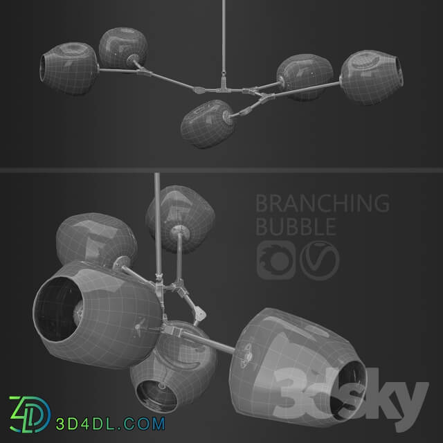 Chandelier Branching bubble 5 lamps