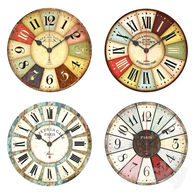 Vintage Wall Clock Watches Clocks 3D Models