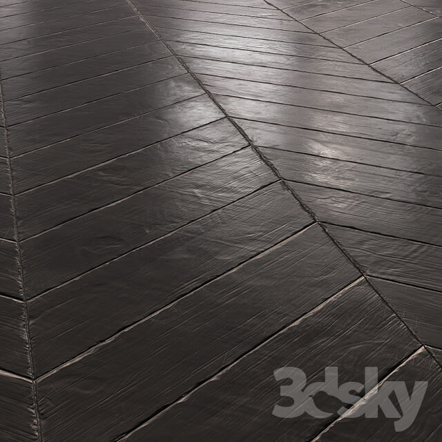 Chevron Parquet Black Aged