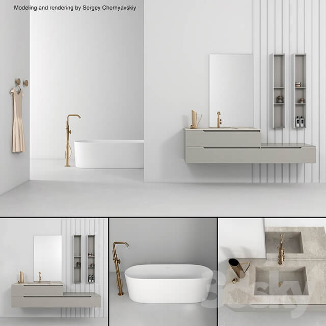 Bathroom furniture set Gold 2