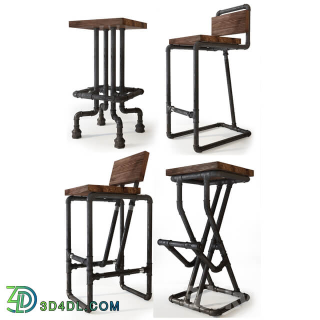 Bar stools from pipes. Uloft.