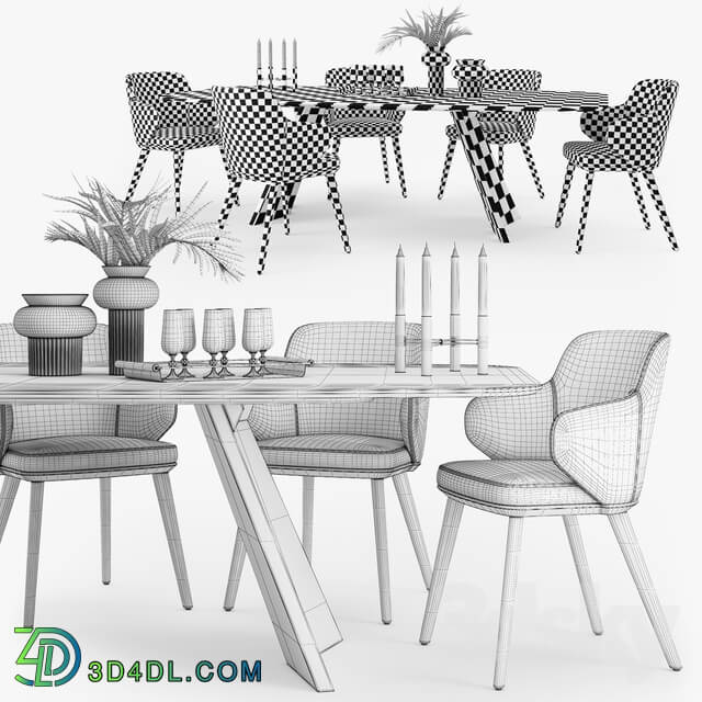 Table Chair Calligaris Foyer armchair Icaro table set01