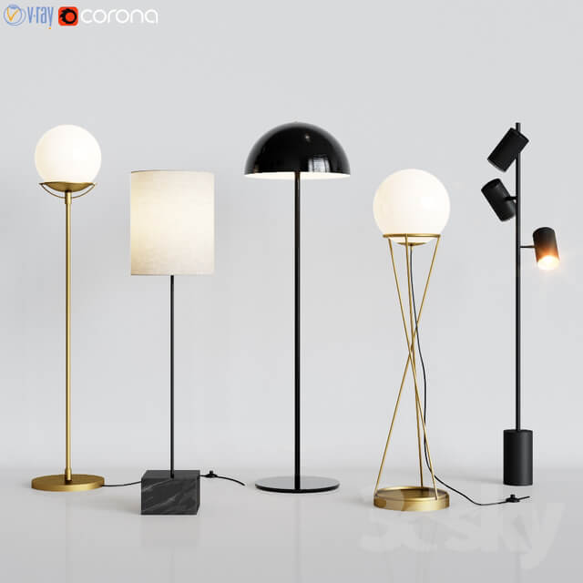 CB2 5 Floor Lamps Set 2