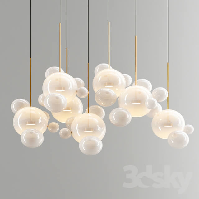 Giopato Coombes Bolle Chandelier 34 Bubbles White Glass