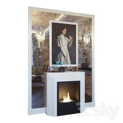 Fireplace sconce picture decor and mirror panels. Light version Fireplace sconce Gianna picture and decor Blue light YOU  