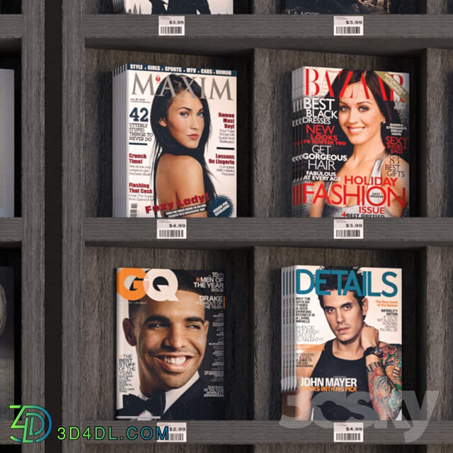 Other Display Racks with Books and Magazines Vray Material