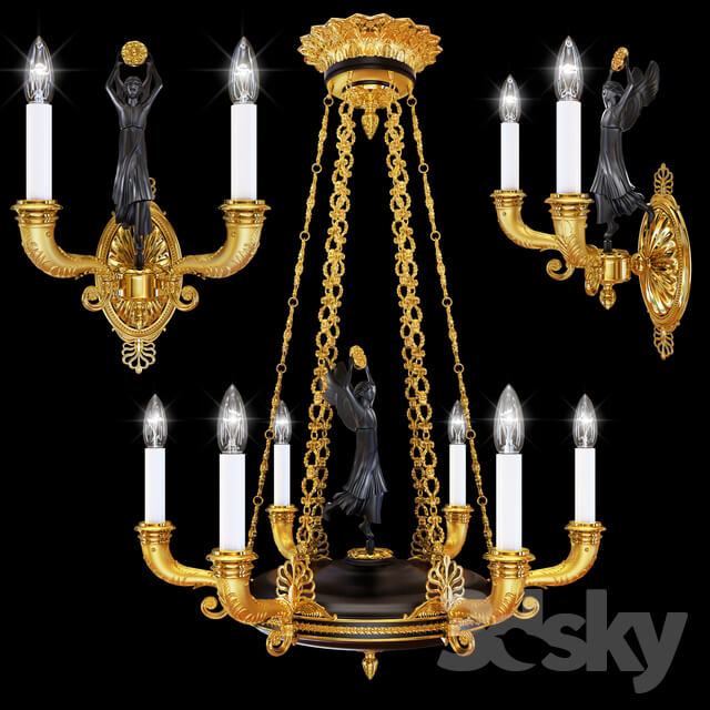 Chandelier Arizzi CL48 6 sconce Arizzi CL48 2 AP Pendant light 3D Models