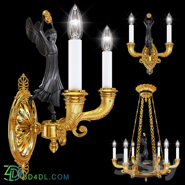 Chandelier Arizzi CL48 6 sconce Arizzi CL48 2 AP Pendant light 3D Models