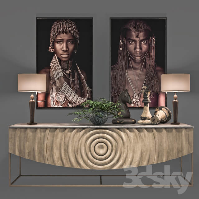 Sideboard Chest of drawer African Decoration Console Set