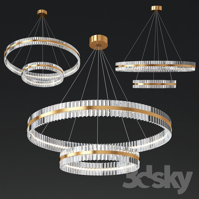 Two Tier Crystal Chandelier Pendant light 3D Models