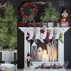 Artificial fireplace with Christmas decoration 5 