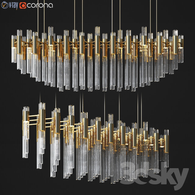 Waterfall Linear Rectangular Suspension Chandelier luxxu