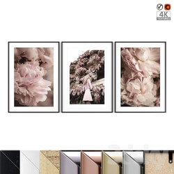 Poster Set Blooming Peony  