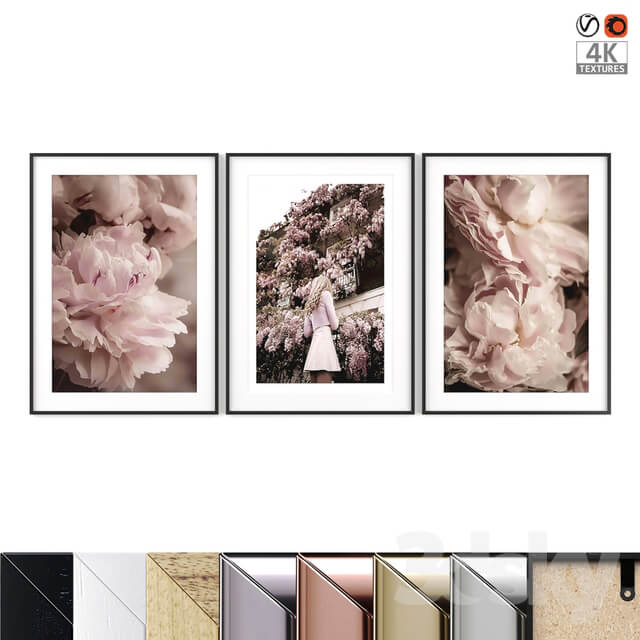 Poster Set Blooming Peony 