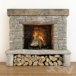 Stone fireplace 