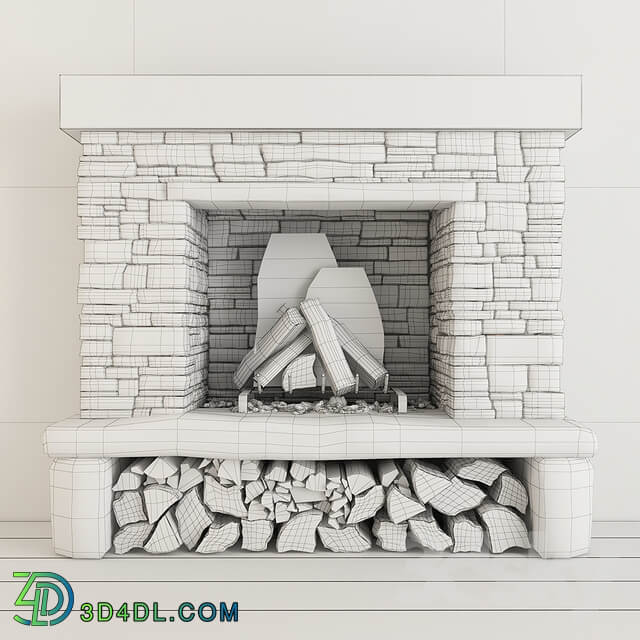 Stone fireplace