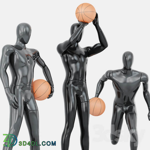 Three faceless mannequins basketball 29