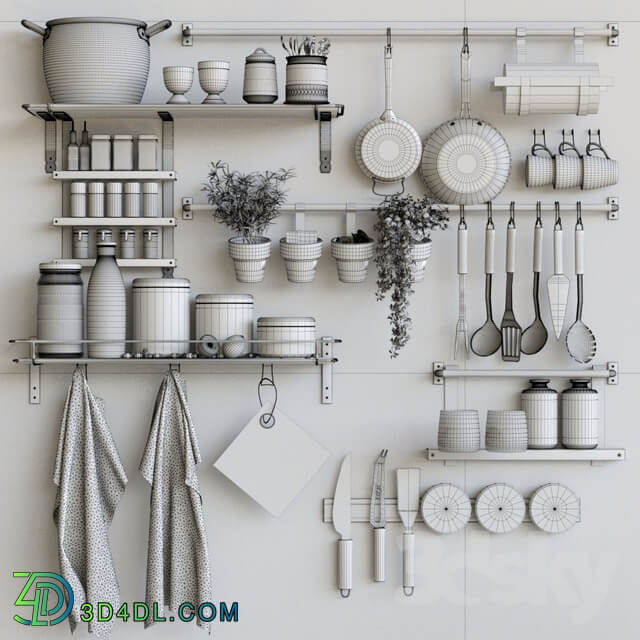 Kitchen utensils with spices cutlery 2 3D Models