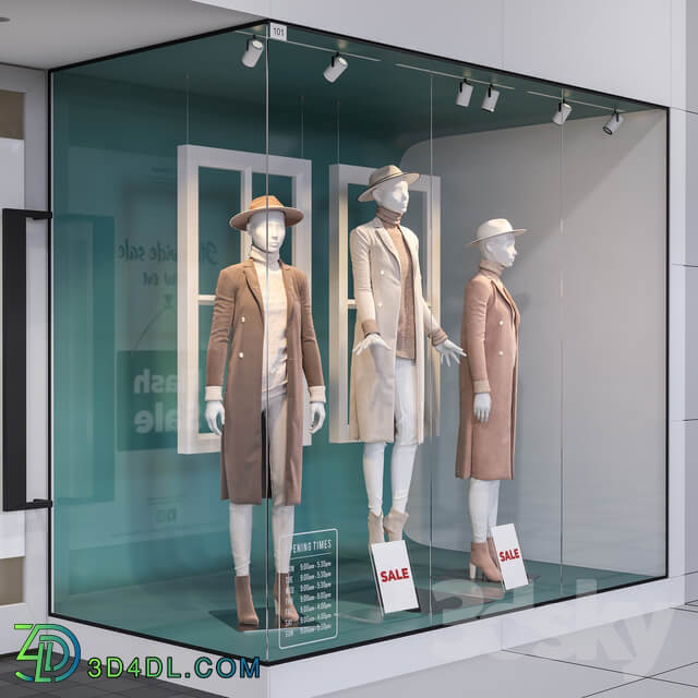 Shop front with female mannequins