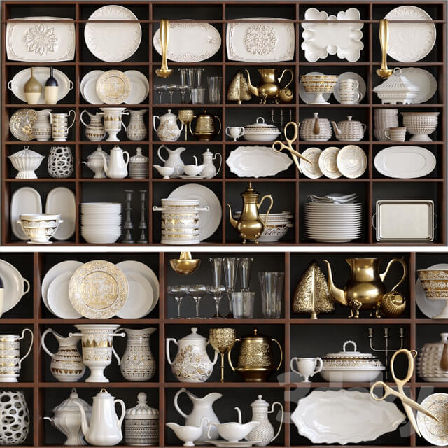 Wardrobe in a classic service. Tableware 3D Models